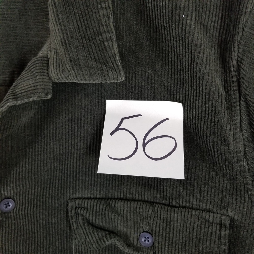 Gap Mens Corduroy Button Down Shirt XL Forest Green Wide Wale Cotton Shacket - Picture 7 of 7
